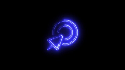 Neon blue cursor icon on black background digital interface user experience concept