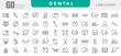 © RI Rafiq - Dental line icon set. Related to tooth, dentist, toothpaste, toothbrush, teeth, implant, clean teeth, dentist, implant, braces line icon set. UI thin line icon pack.