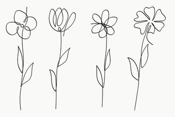 Poster - Minimalistic Single Line Flower Collection