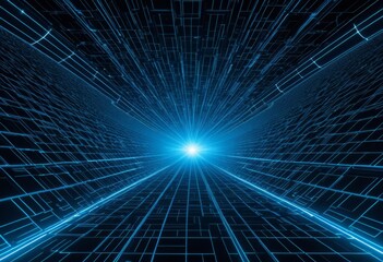 Wall Mural - Close-up of a blue light passing through a tunnel