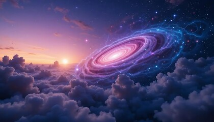 starlight beam corridor to galaxy background a digital concept of an abstract corridor formed by con