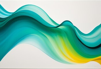 Wall Mural - A wave of green-yellow abstract paintings