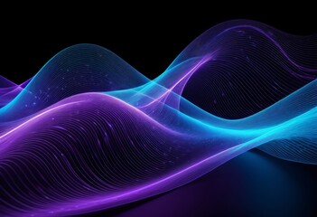 Wall Mural - Close-up of a wave of blue-purple lights