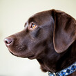 © lina - profile of a chocolate labrador retriever with attentive gaze