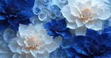 Delicate Blue and White Paper Dahlia Arrangement with Water Drops
