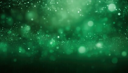 Poster -  green bokeh background with glowing snowflakes and light particles for festive designs, digital branding, holiday print media, and website headers