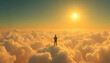 © Adi - Silhouette of a Person Standing on Clouds During Sunrise