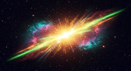 Wall Mural - Golden Photon Trail Across Stars
An abstract digital background with golden photon trails racing through a deep starfield, creating twisting ribbons of light against a dark cosmic backdrop