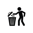 © Jakiya Graphics - Simple icon of a person discarding waste into a trash can.