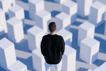 Fototapete - Metaverse Minimalism Digital Identity Visualization in Geometric Virtual Landscape - Next-Gen Tech Visualization for Web 0 Branding and User Experience Design