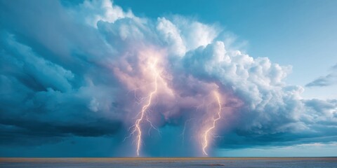 Fototapete - Climate Crisis Visualization Epic Thunderstorm Dynamics Capturing Atmospheric Instability and Extreme Weather Patterns in High-Resolution Environmental Documentation