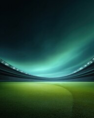 Poster - Immersive Sports Stadium Experience High-Performance Green Field Meets Futuristic Design - Next-Gen Athletic Venue Visualization in Cinematic Teal Palette