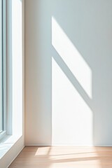 Poster - Minimalist Renovation Inspiration Clean White Interior with Natural Light Casting Elegant Shadows - Modern Home Design and Spatial Transformation