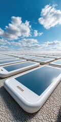 Leinwandbilder - Renewable Revolution Solar-Powered Mobile Charging Landscape - Sustainable Tech Innovation Meets Climate-Resilient Digital Infrastructure for Next-Gen Connectivity