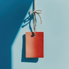Poster - Minimalist Luggage Tag Mockup Chic Industrial Design for Modern Branding, Versatile Commercial Identification with Soft Textural Gradient and Artisan Twine Detailing