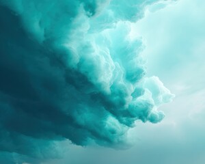 Poster - Ethereal Climate Crisis Visualization Immersive Teal Storm Cloud Dynamics - Next-Gen Environmental Communication and Meteorological Impact Design
