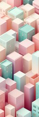 Aufkleber - Pastel Geometric Dreamscape Hyper-Realistic Isometric Data Visualization for AI-Driven Urban Design and Digital Transformation Strategies
