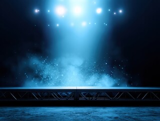 Aufkleber - Immersive Digital Performance Stage Futuristic Live Event Lighting Design with Atmospheric Holographic Blue Techno Ambiance - Next-Gen Entertainment Production