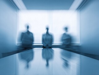 Fototapete - Blurred Corporate Disruption Minimalist Tech Workforce Transformation - Ethereal Workplace Transition Visualizing Modern Professional Uncertainty and Adaptive Resilience
