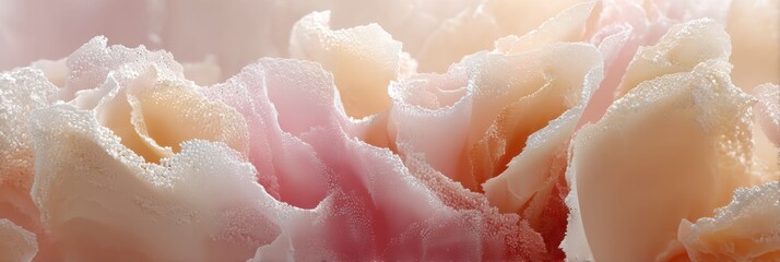 Poster - Ethereal Frost Bloom Delicate Crystalline Rose Macro - Soft Pastel Organic Texture Design for Luxury Wellness and Aesthetic Branding