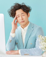Poster - Mindful Millennial Burnout Pastel Professional Wellness Journey - Authentic Workplace Mental Health and Contemporary Stress Management Visualization