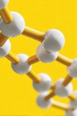 Fototapete - Minimalist Blockchain Visualization Geometric Molecular Network on Vibrant Yellow - Cutting-Edge FinTech Innovation and Digital Transformation Design