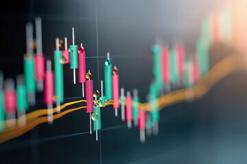 Aufkleber - Fintech Momentum Vibrant Candlestick Trading Chart Visualizing AI-Powered Investment Strategies for Digital Financial Empowerment and Next-Gen Wealth Creation