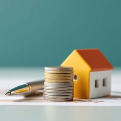 Fototapete - Minimalist Financial Strategy Innovative Housing Investment Visualization with Sustainable Design Elements - Empowering Millennial Property Wealth Planning