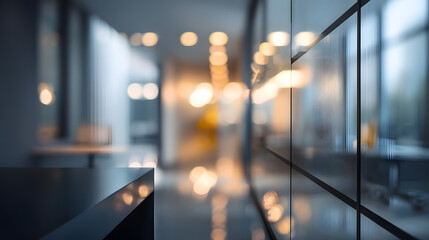 Dynamic office space with blurred background modern design cheerful atmosphere contemporary view