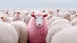 © Ryzhkov - Bold Authenticity Pink Sheep Breaking Conformity in Pastel-Toned Diversity Marketing - Millennial Branding and Inclusive Storytelling Concept