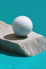 Aufkleber - Minimalist Golf Performance High-Precision Dimpled Ball on Sculptural Stone - Tech-Driven Sports Engineering for Elite Training and E-Commerce Visualization