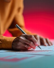 Leinwandbilder - Precision and Purpose Gen Z Professionals Analytical Data Review - Minimalist Corporate Performance Tracking with Vibrant Ergonomic Design