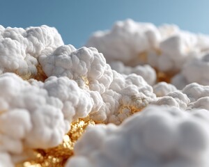 Poster - Ethereal Cloud Composition Dreamy Atmospheric Texture with Luxe Gold Accents - Inspirational Digital Marketing Backdrop for Wellness and Creative Storytelling