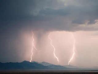 Poster - Ethereal Climate Dynamics Immersive Thunderstorm Landscape Capturing Elemental Power - Extreme Weather Fine Art for Digital Ecosystems