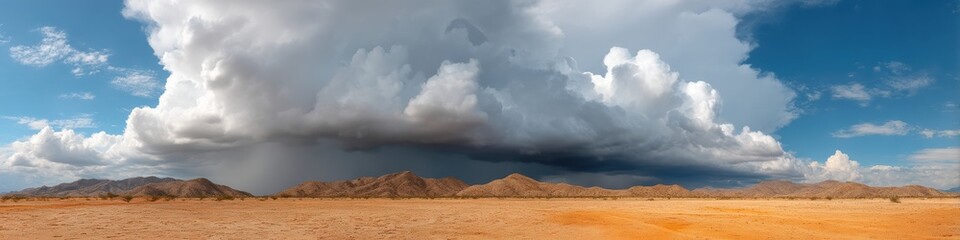 Fototapete - Climate Resilience Visualized Dramatic Monsoon Cloudscape Revealing Ecological Dynamics in Arid Landscape - Environmental Research and Global Climate Narrative