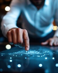 Aufkleber - Futuristic Data Analytics Immersive Digital Touchpoint Experience with Holographic Customer Insights - AI-Driven Marketing Transformation for Next-Gen Business Intelligence