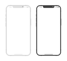 Wall Mural - mobile phone clay mockup devices black and gray color vector illustration