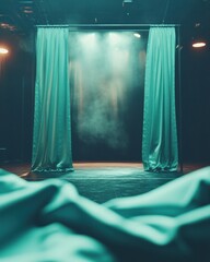 Aufkleber - Immersive Cinematic Dreamscape Ethereal Emerald Stage Design with Dramatic Lighting - Innovative Performance Art and Experimental Visual Storytelling