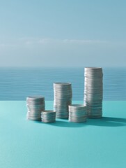 Poster - Minimalist Finance Visualization Strategic Coin Stacking Reveals Incremental Wealth Growth - Next-Gen Investment Insights for Digital Entrepreneurs