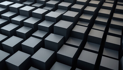 Abstract geometric pattern of dark gray cubes arranged in a grid, creating a dimensional and textured surface.