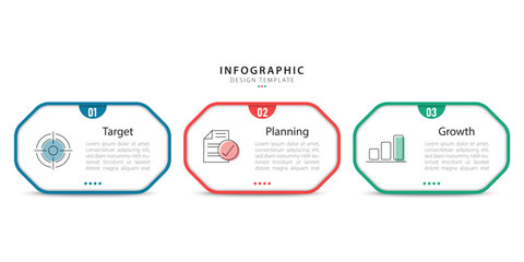 Poster - Business infographic template. 3 Step timeline journey. Process diagram, 3 options on white background, social media post, Infograph elements vector illustration.