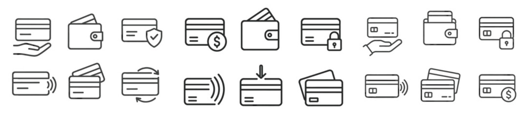 Leinwandbilder - Financial transaction icons representing various payment methods and security features for online shopping