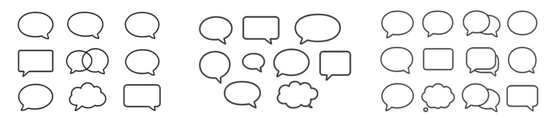 Leinwandbilder - Collection of empty speech and thought bubbles in various shapes and sizes for creative design use