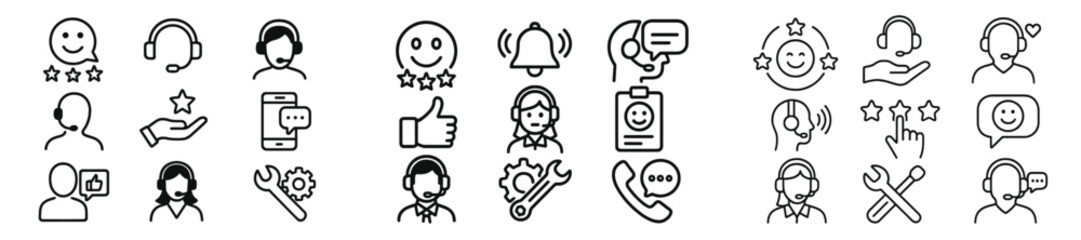 Leinwandbilder - Customer service icons representing various support activities and feedback in a modern digital context
