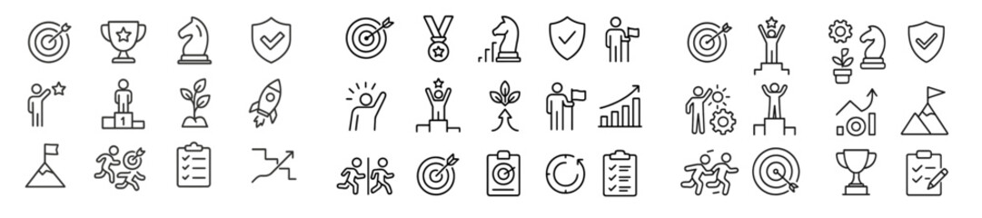 Poster - Collection of various achievement and success related icons displayed in a minimalist style
