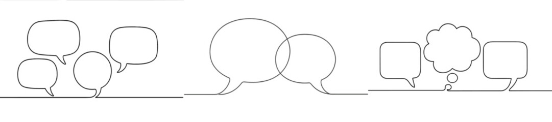 Aufkleber - Abstract line art depicting diverse communication styles with speech bubbles in various arrangements during a creative design session