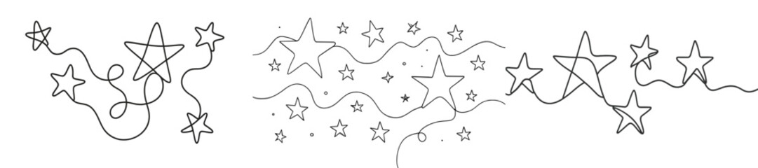 Poster - Decorative stars and swirling lines create a whimsical design for artistic expression in a minimalist style
