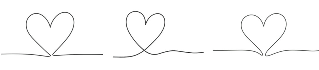 Aufkleber - Heart shapes drawn with continuous line art, expressing love and connection through simple, elegant designs