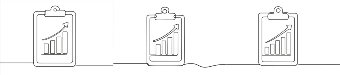 Leinwandbilder - Line drawing illustrations of growth charts on clipboards representing business progress and analysis