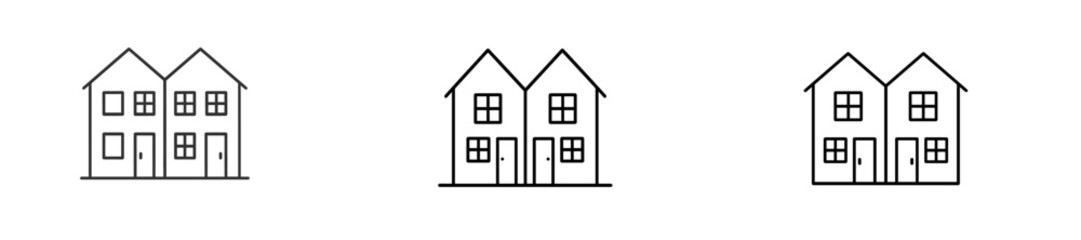 Fototapete - Simple architectural designs of houses showcasing various styles and symmetrical layouts in a minimalist black and white format